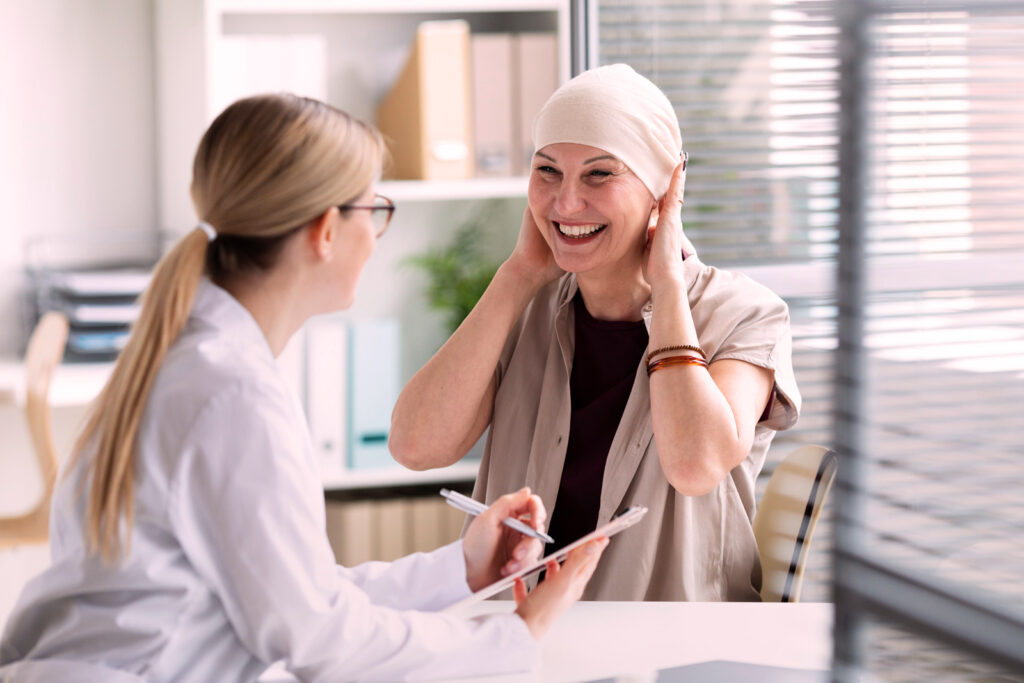 Oncology doctor with patient