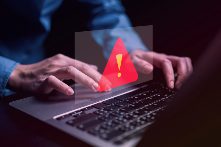 Security alert pop-up on laptop computer